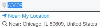 Search by zip code or near my location